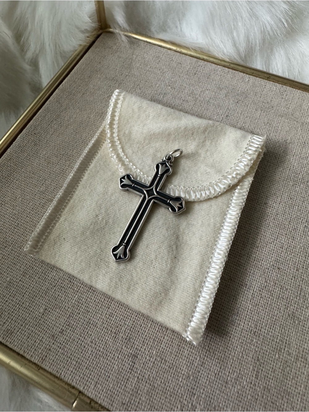 James Avery Retired Silver Tulip Cross Pendant